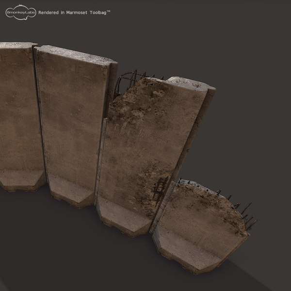 3d concrete barriers military walls