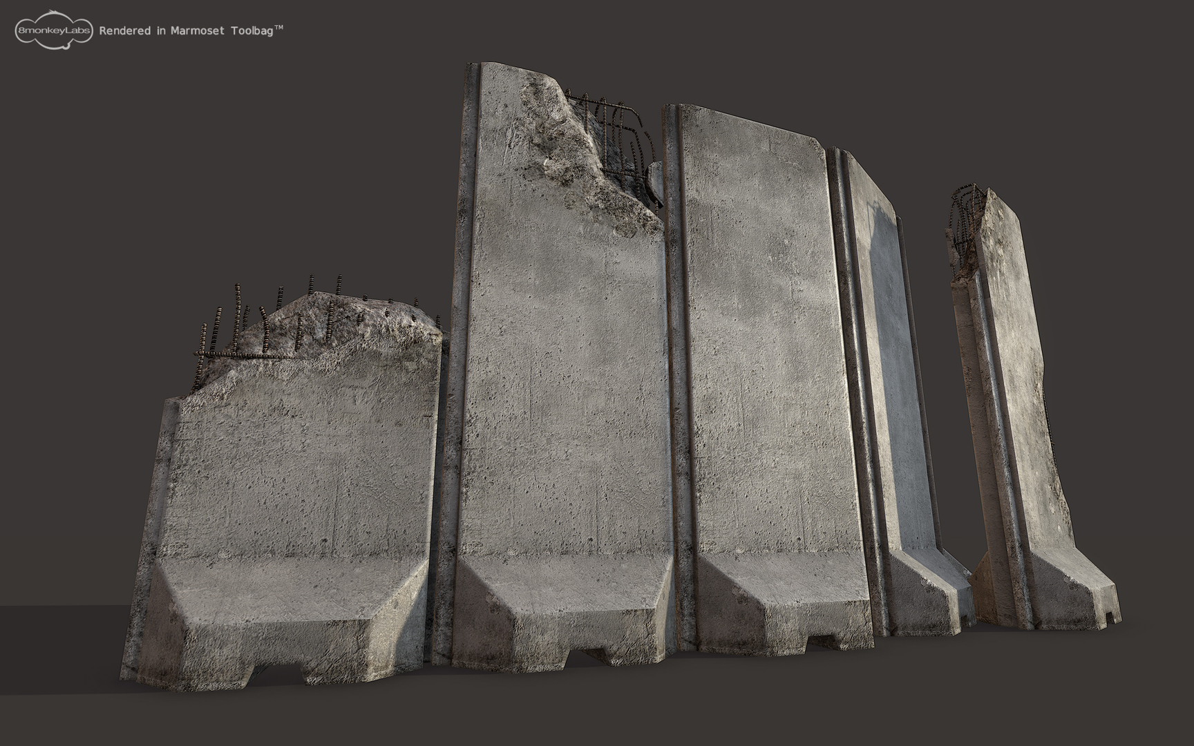 3d concrete barriers military walls