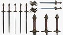 Fantasy Sword RPG Katzbalger Arming Sword Dagesse Cinquedea Sword Knife One Handed Shortsword