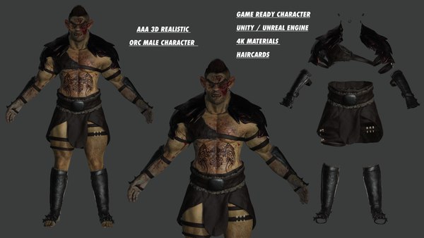 3D Realistic Orc Male Character 01