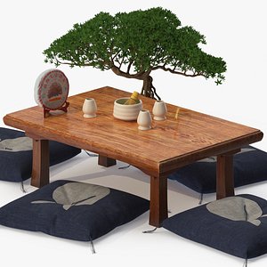 3D Asian Tea Table Set