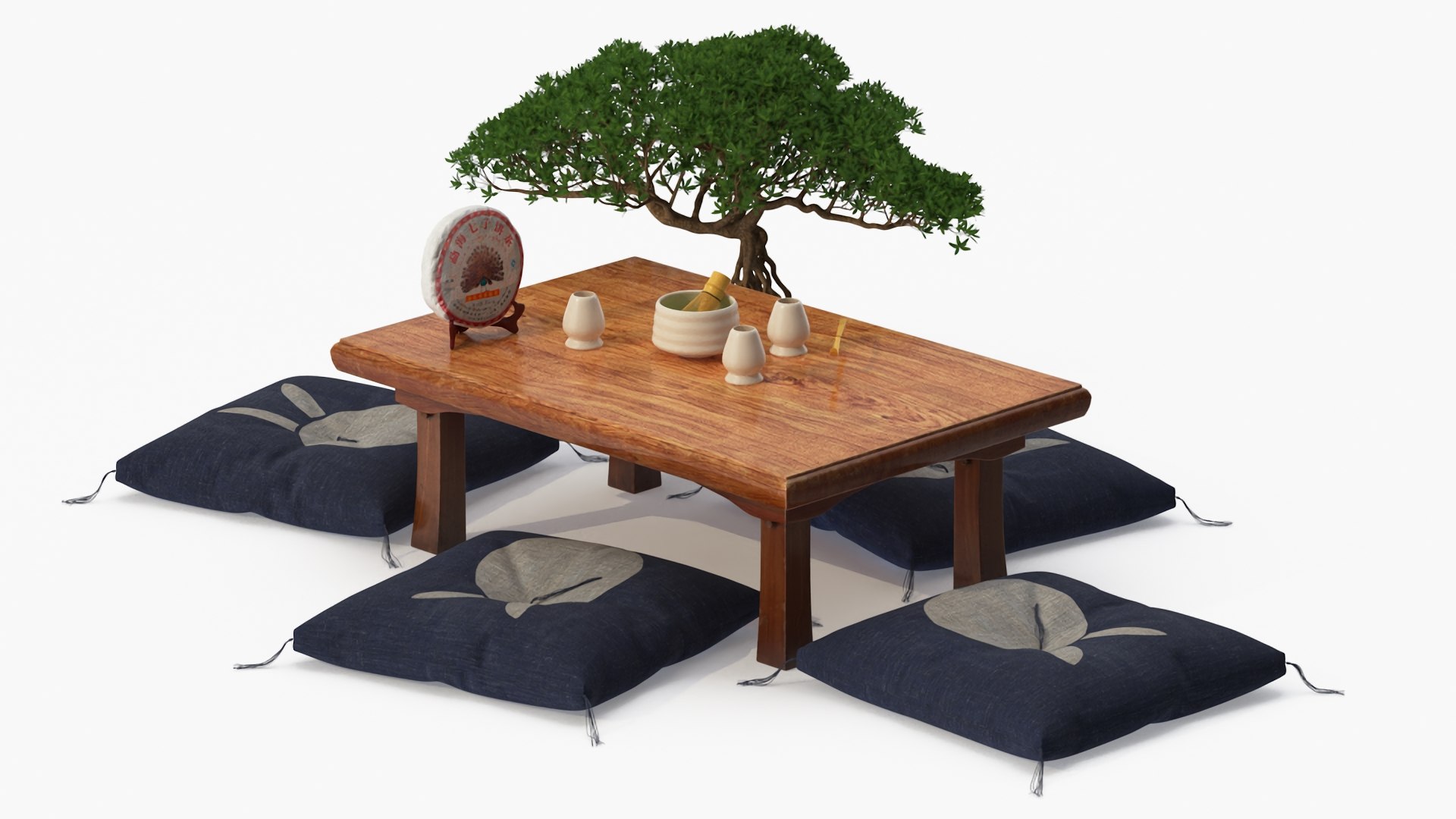 Asian Tea Table Set 3D model preview