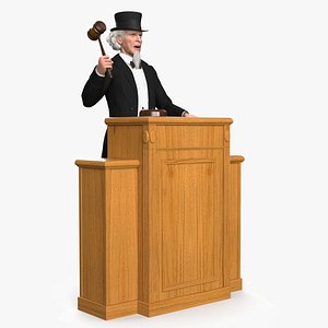 Historical Auctioneer Raising Gavel