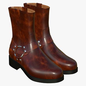 Leather Boots Red 3D model