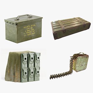 Set of 4 millitary ammo boxes yk1 3D model