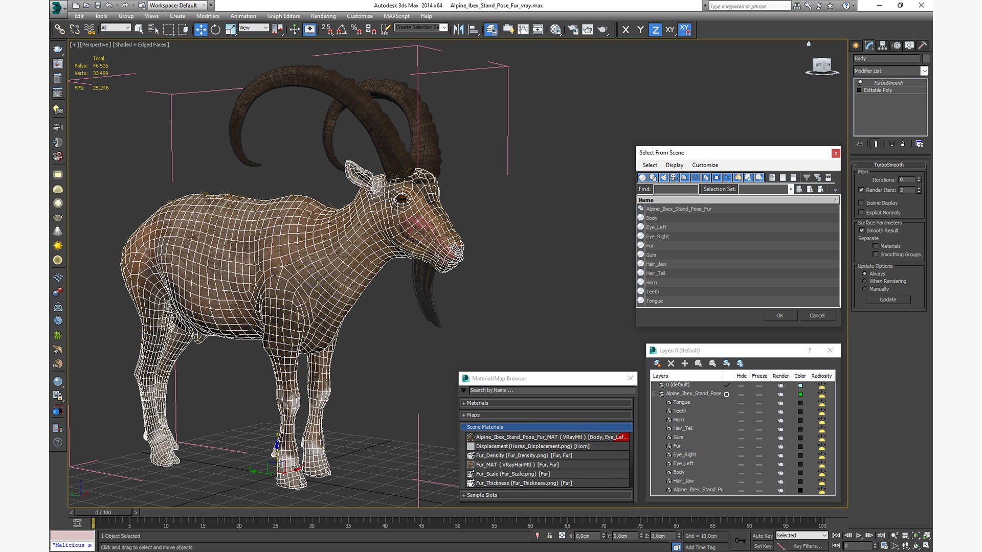 Alpine Ibex Stand Pose Fur 3D Model - TurboSquid 2219826