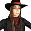 3D model female cowboy woman hat