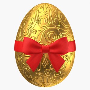 Golden Egg with bow 3D model