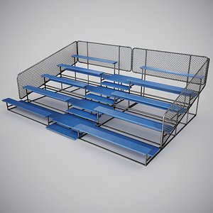 3D Painted Metal School Bleachers model