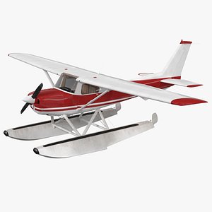 3D model civil floatplane aircraft floats