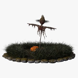 Halloween Scarecrow with Pumpkins