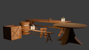 3D Tavern assets lowpoly pack1