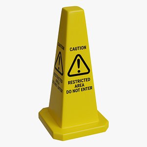 Yellow Closed Top 24 Inch Safety Lamba Floor Cone Caution Restricted Area Sign