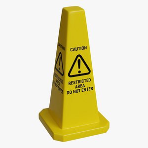 Yellow Closed Top 24 Inch Safety Lamba Floor Cone Caution Restricted Area Sign