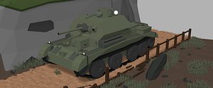 A13 Cruiser Mk II Tank LowPoly Isometric