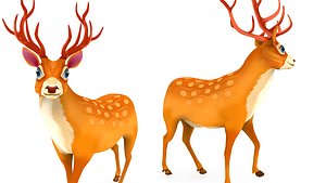3D cartoon deer rigged animation