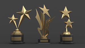 Gold Trophy Cups 3D model