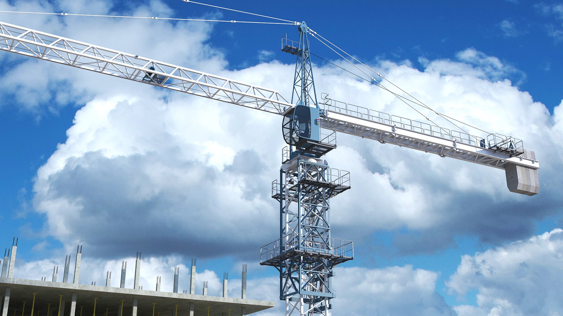 Construction Tower Crane Rigged For Cinema 4D Model - TurboSquid 2157568