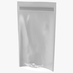 3D Zipper White Paper Bag with Transparent Front 180 g Mockup