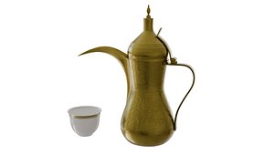 Ramadan - Islamic Coffee Pot -Dallah- with Porcelain Cup 3D model