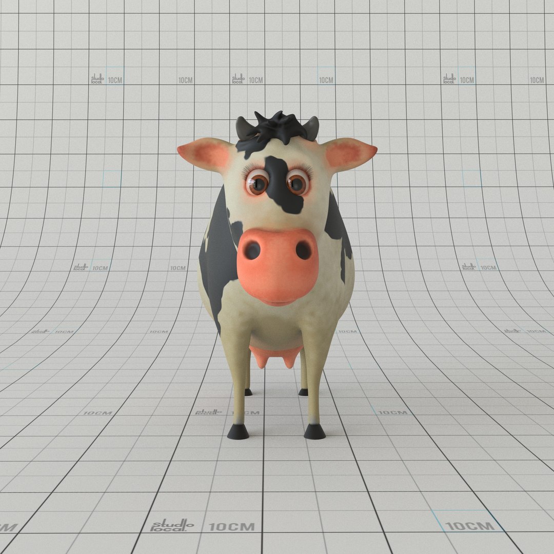 3D Cartoon Cow Rig Animation - TurboSquid 1211697