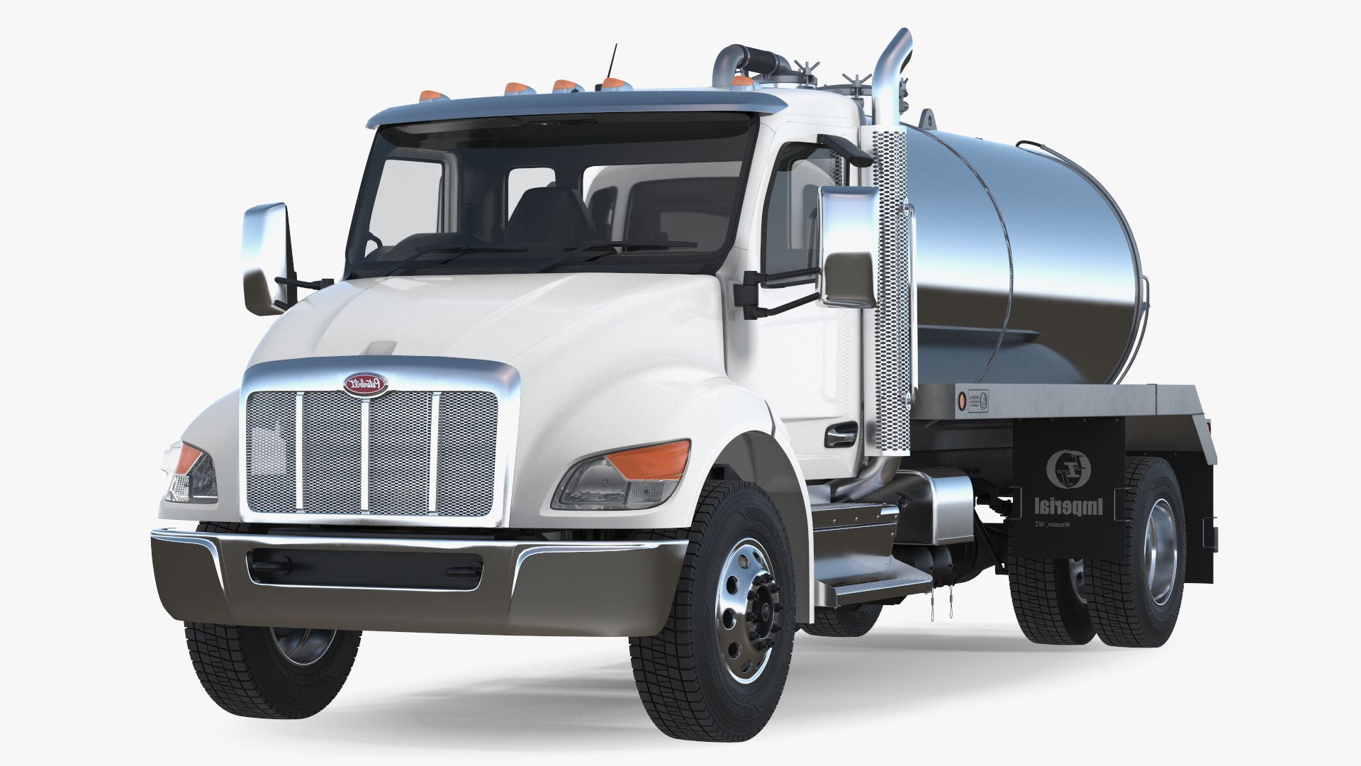 White Vacuum Truck Peterbilt 537 Rigged for Maya 3D model preview