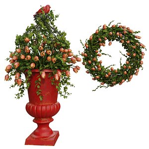 vase wreath decorate 3D model