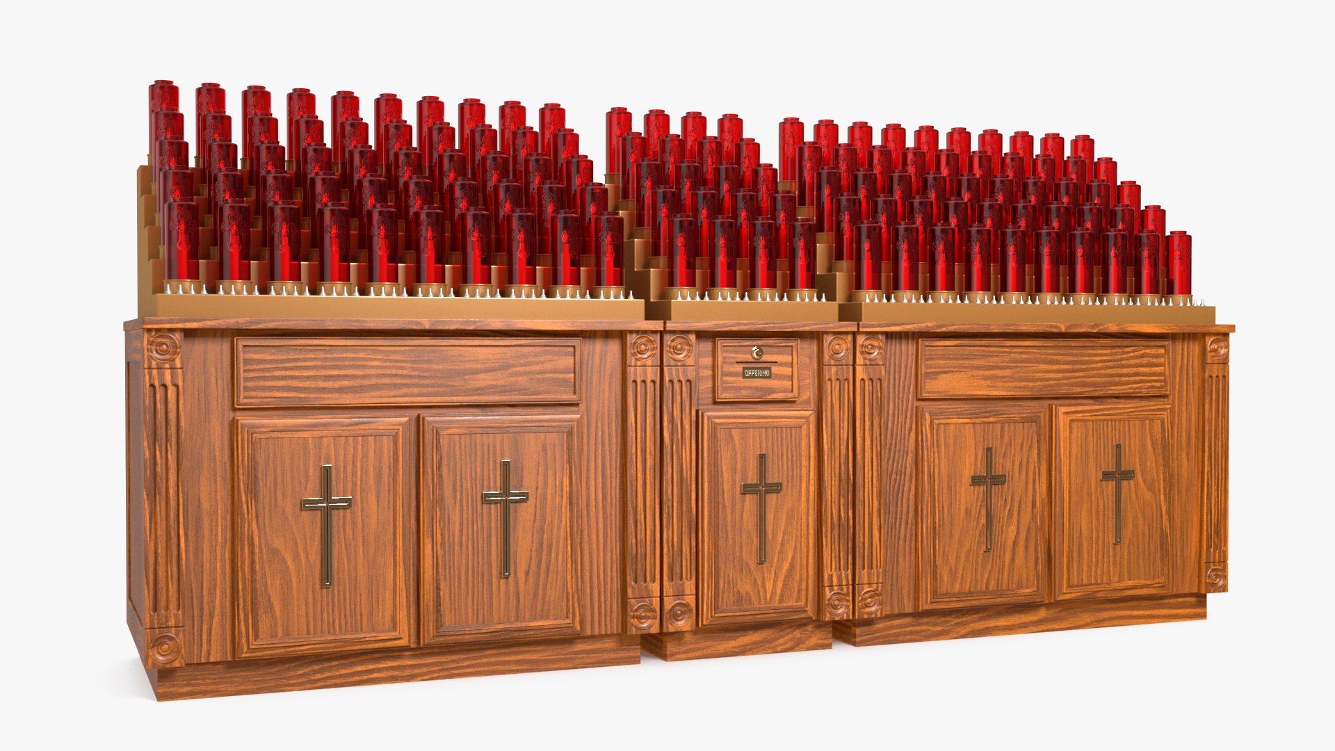 Large Church Votive Candle Stand Cabinet 3D model preview