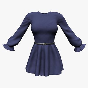 Linda Belted Fit Midi Dress model