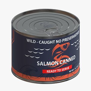 Salmon Canned Low Poly 3D model