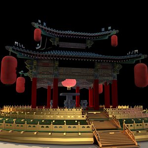 3D Chinese pavilion