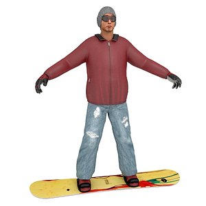 snowboard man 3d max