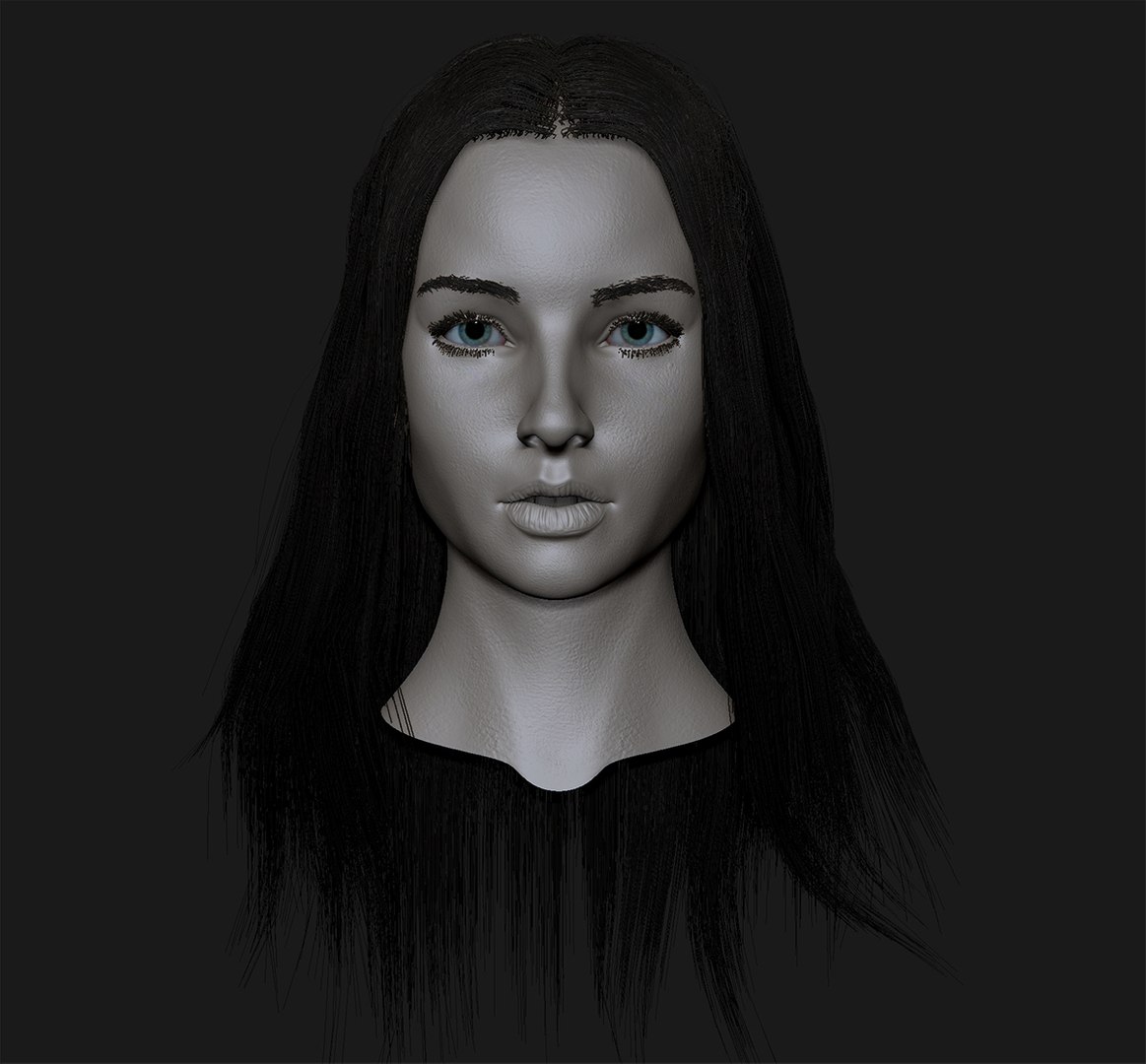 Woman Head with Dark Blonde Hair 3d model - CadNav