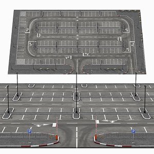 3D Paid Parking Lot With Barrier Gate model