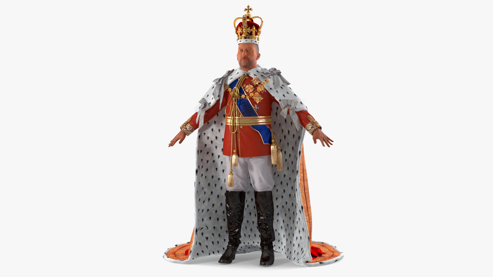 Old Medieval King in Crown 3D model preview