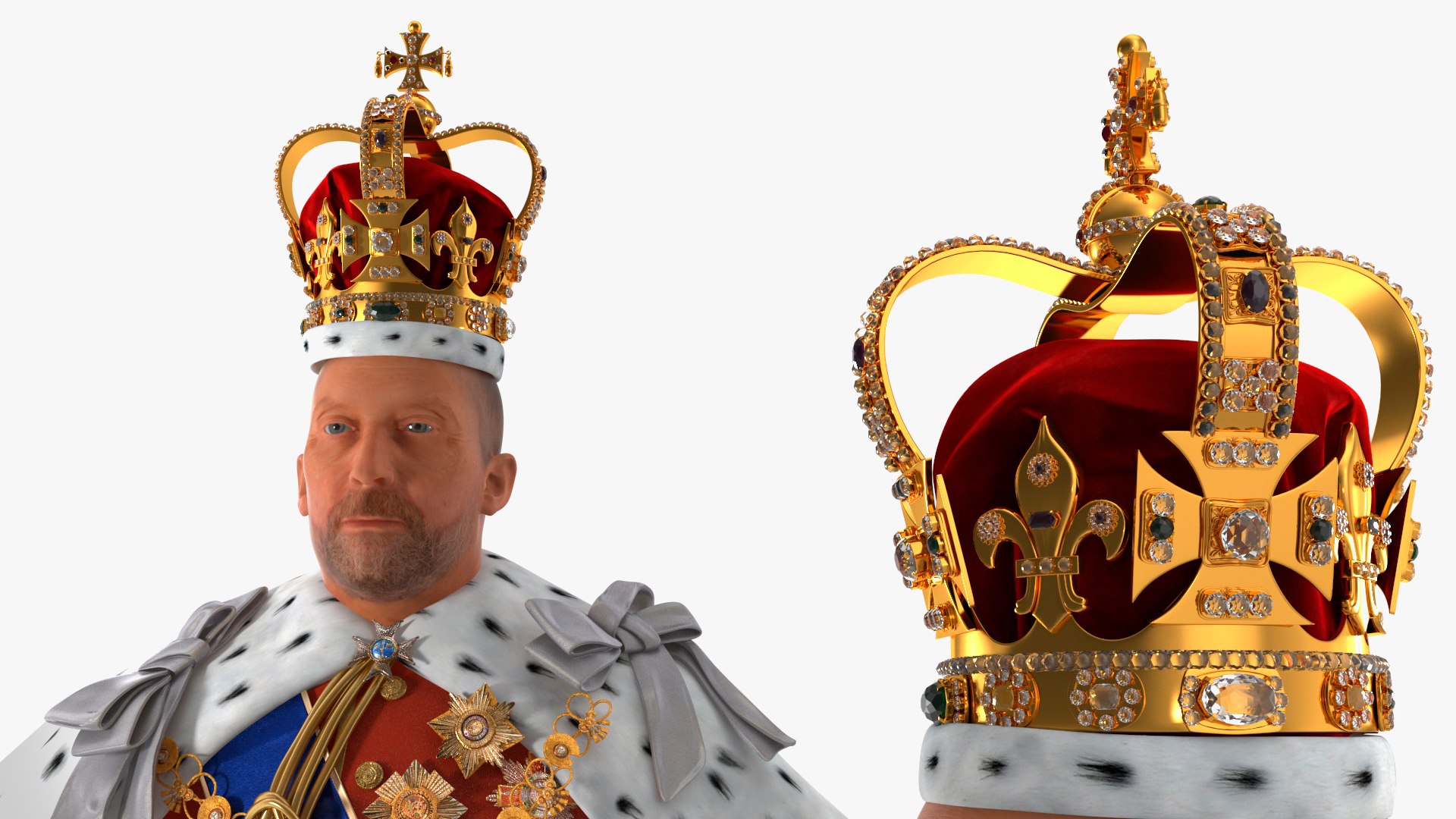 Old Medieval King in Crown 3D model - TurboSquid 2149073