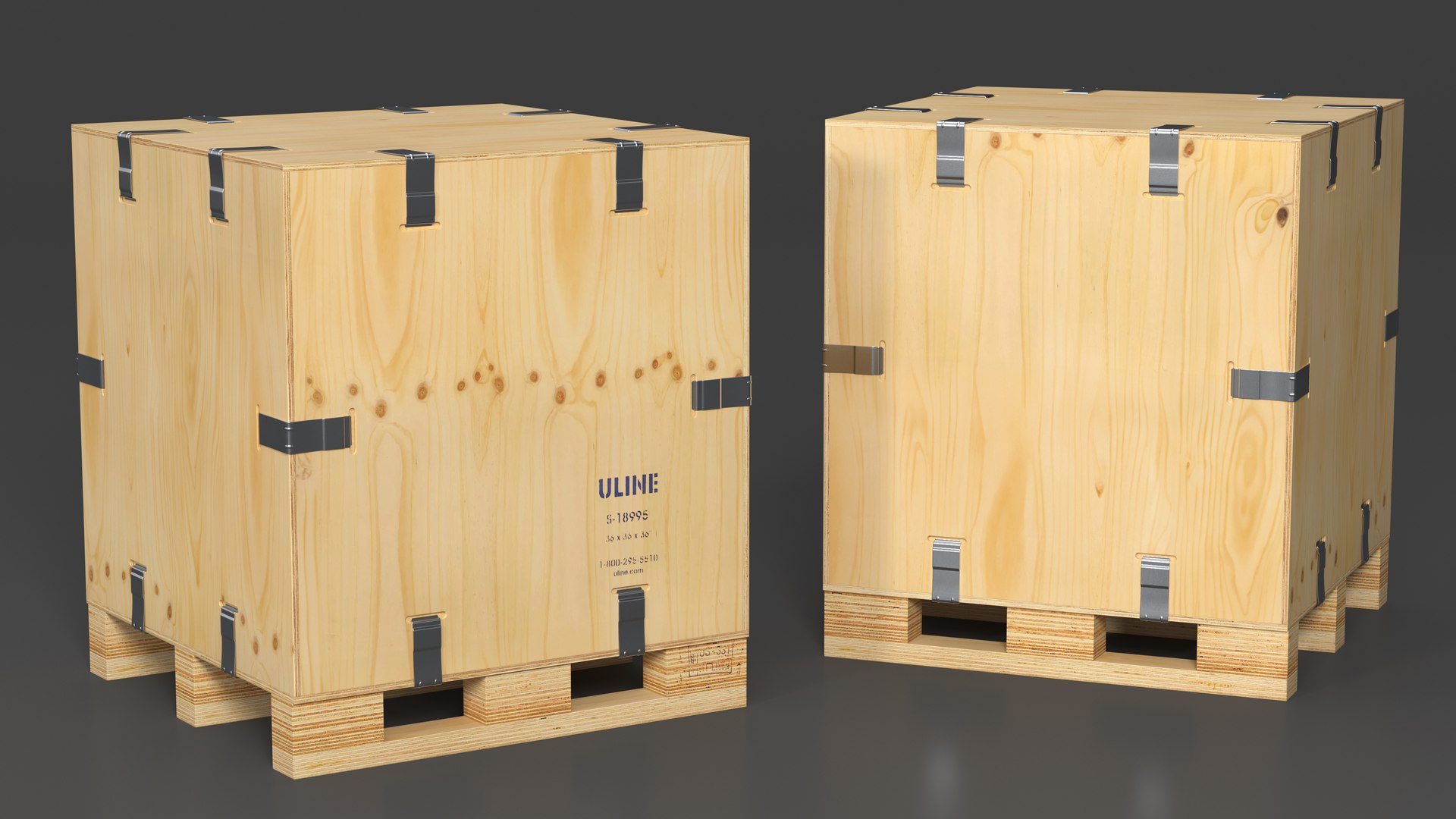 3D Wood Crate with Pallet Uline TurboSquid 2119206