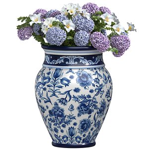 3D Beautiful Bouquet of flowers in an Italian Vase