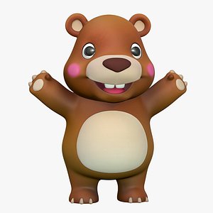 High-Quality Stylized Cartoon Bear Character 3D