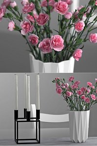 pink carnations candle holder 3D model