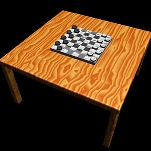 3d model of checkers board wood