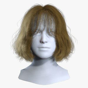 Wispy See Through Fringe Medium Haircut - Real-time Hair Cards 3D