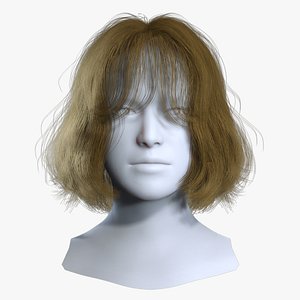 Wispy See Through Fringe Medium Haircut - Real-time Hair Cards