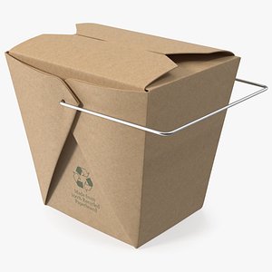 3D Kraft Paper Take Out Food Container 32 Oz model