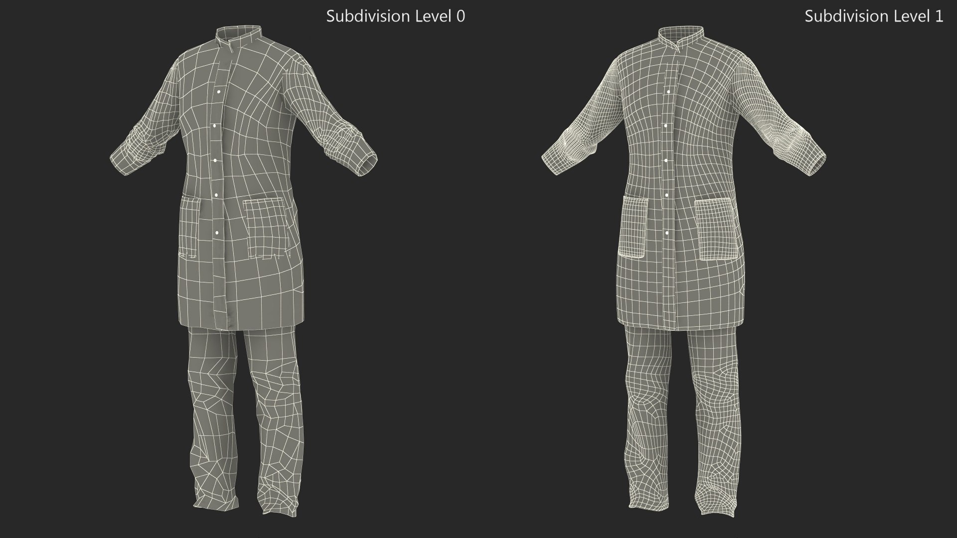 3D Female Lab Coat And Pants Model - TurboSquid 2146893