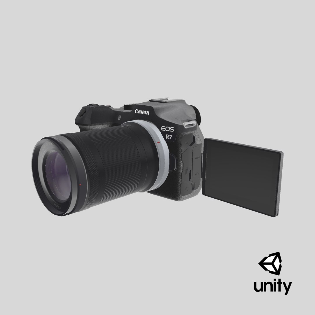3D model Canon EOS R7 Camera https://p.turbosquid.com/ts-thumb/Ki/EfhUxY/Jo/stemcell_unity_render/png/1739254347/1920x1080/fit_q87/e846bb292bb2778a6eab884e81a8c4bfb8a53e37/stemcell_unity_render.jpg