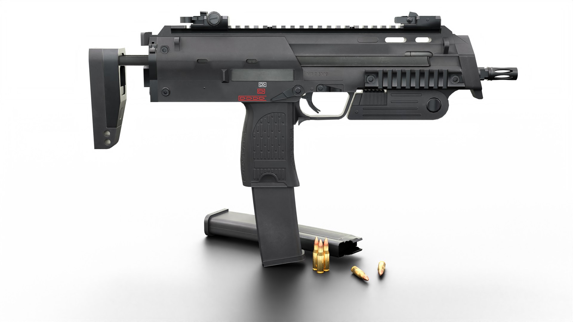 Modern Submachine Gun MP7 Game Ready PBR 3D Asset 3D Model - TurboSquid ...