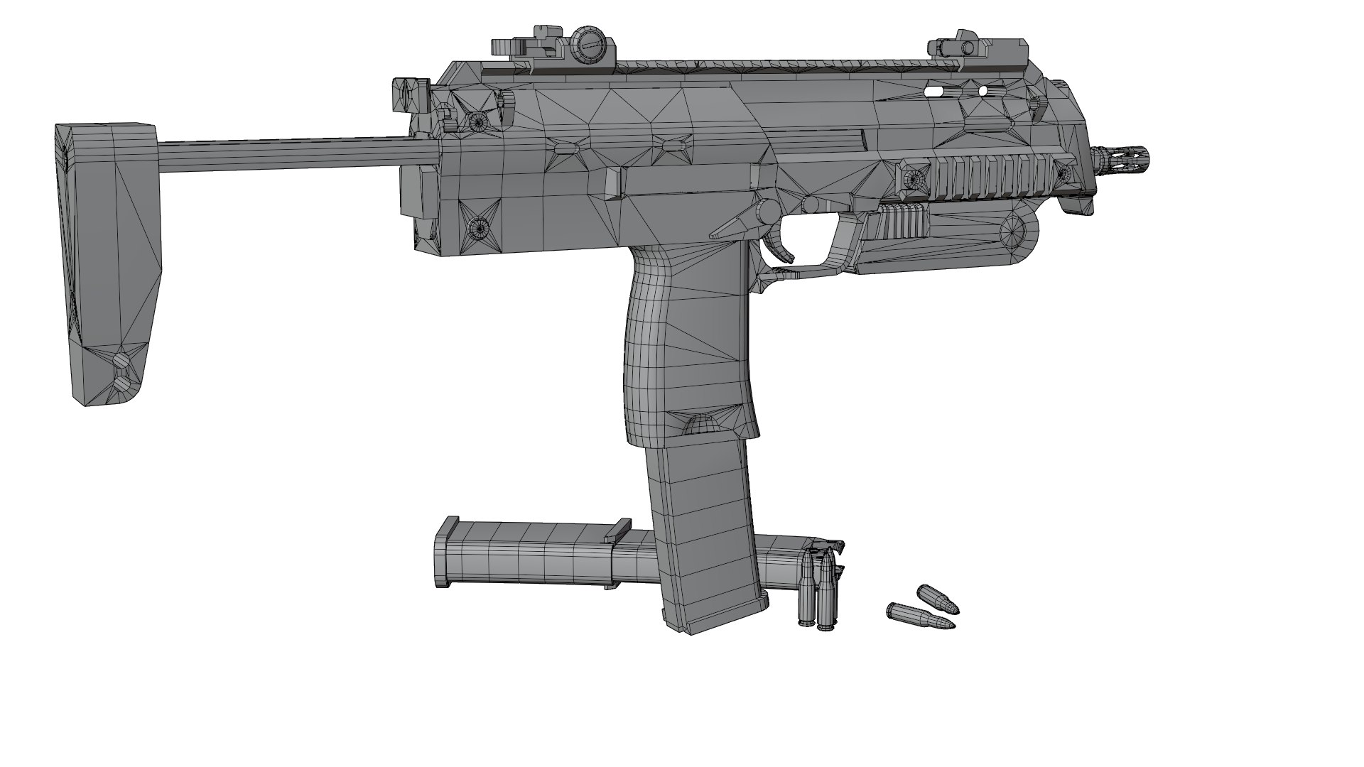 Modern Submachine Gun MP7 Game Ready PBR 3D Asset 3D Model - TurboSquid ...