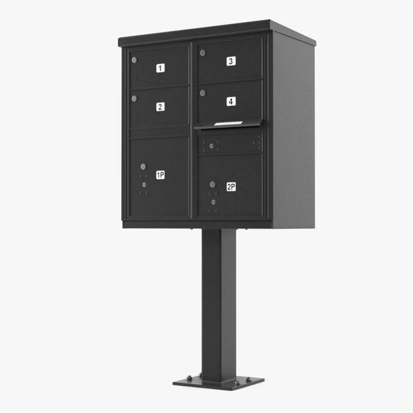 Black Four Door Two Parcel Cluster Mailbox Modelo 3D - TurboSquid 2022315