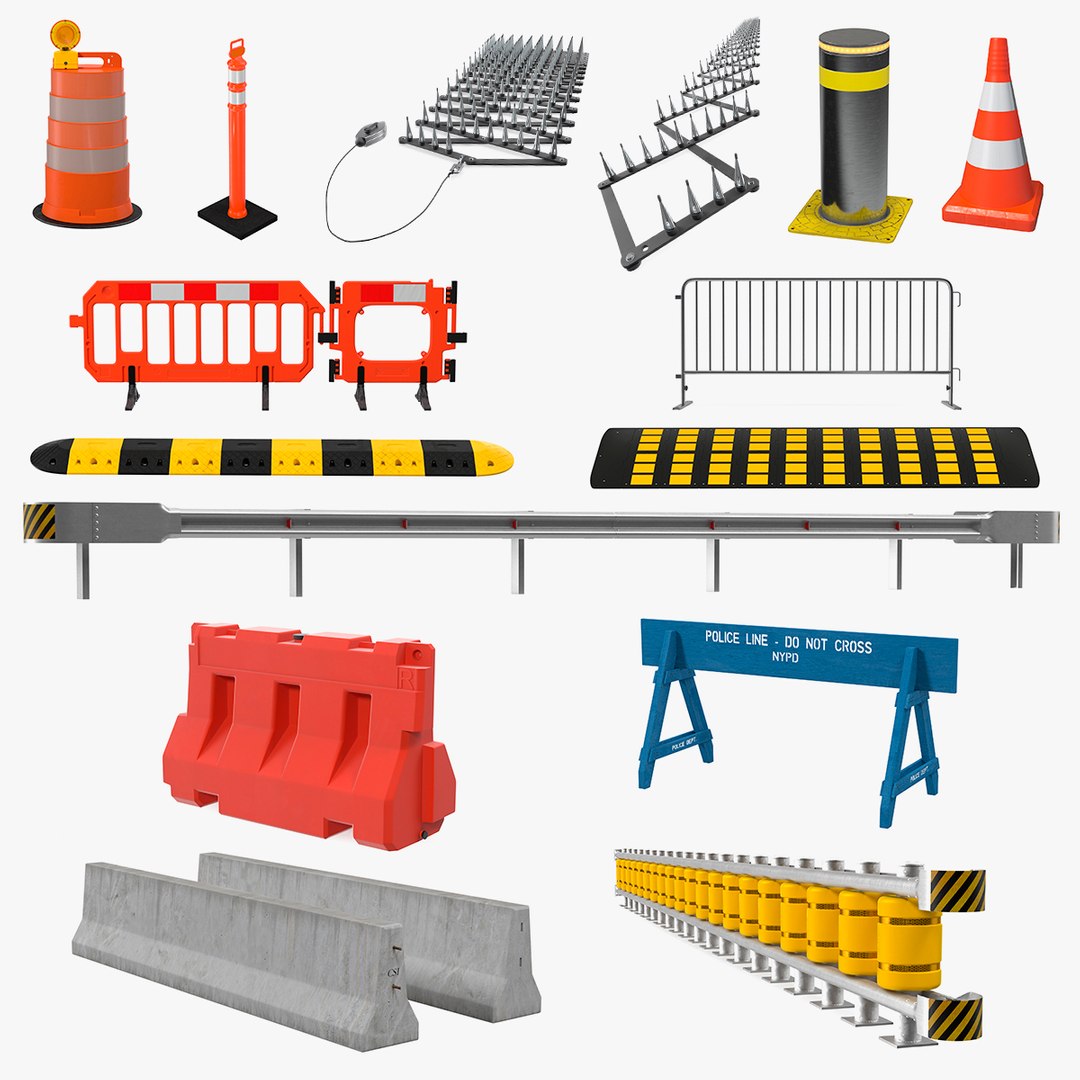 Road Barriers Collection 11 3D model preview